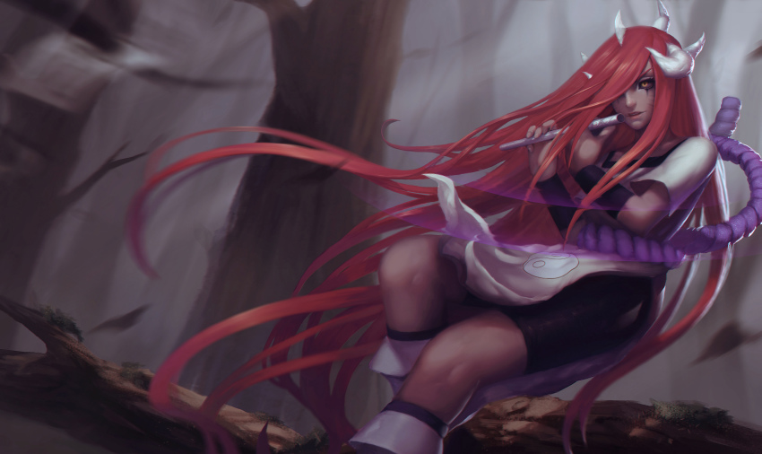 1girl, absurdres, cjh123456, dark-skinned_female, dark_skin, day, demon, demon_girl