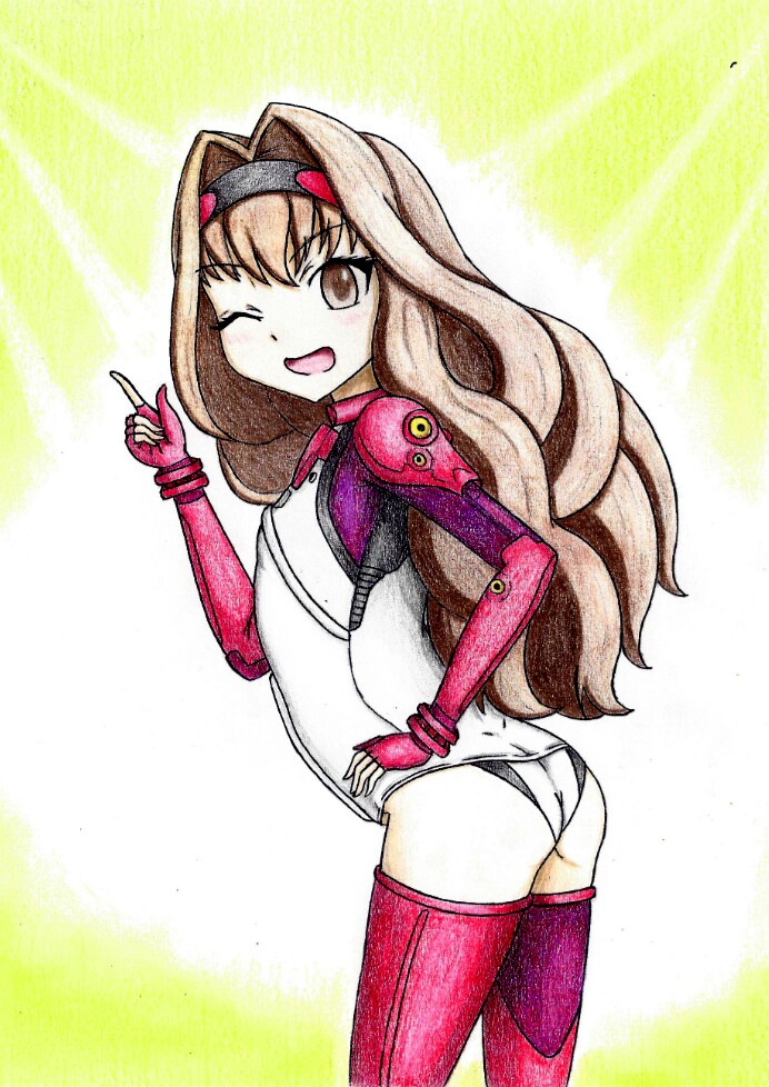 10s, 1girl, ;d, arched_back, armor, ass, black_hairband, blonde_hair