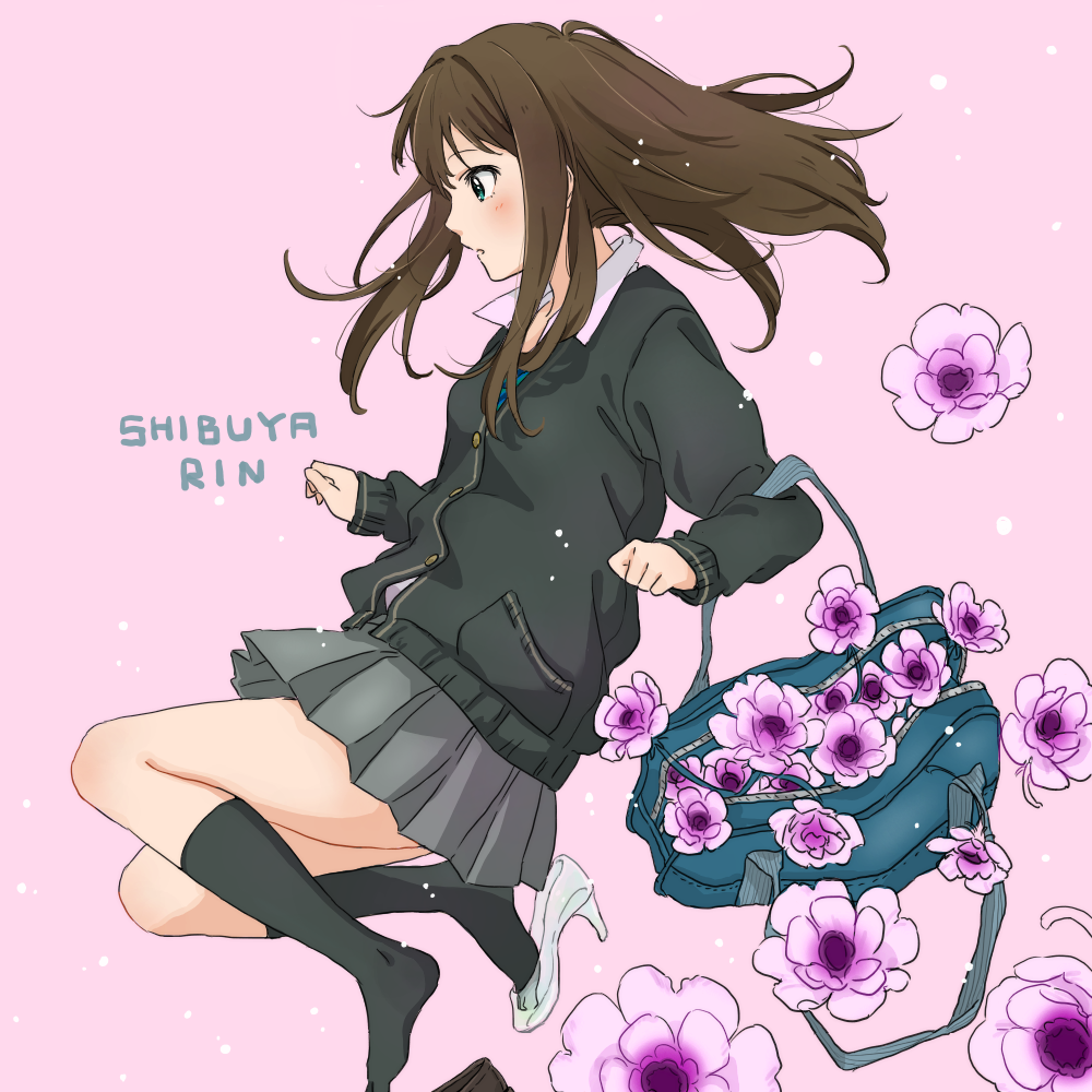 10s, 1girl, asymmetrical_footwear, bad_id, bad_pixiv_id, bag, brown_hair, cardigan