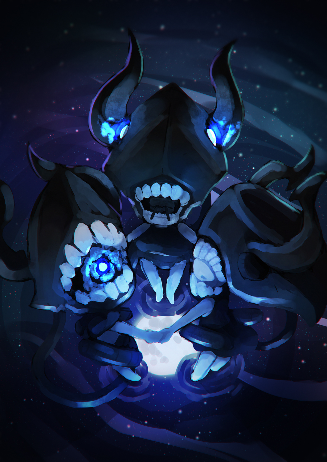 10s, 307, 3girls, abyssal_ship, black_dress, circle_formation, dress, glowing