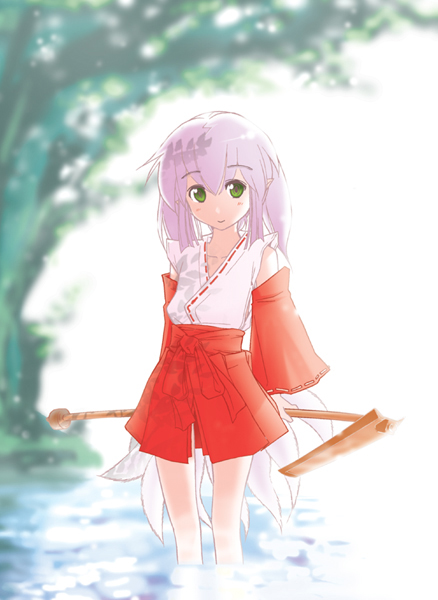 00s, 1girl, adapted_uniform, detached_sleeves, female_focus, gamute_de_kotei, green_eyes, hakama