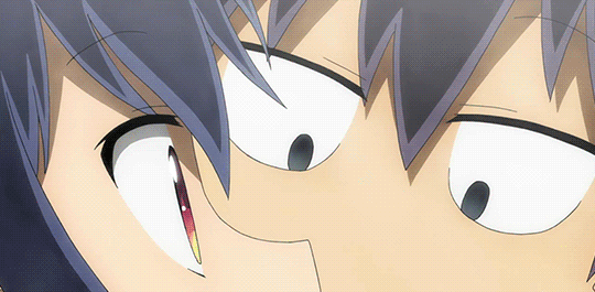 10s, 1boy, 1girl, @_@, animated, animated_gif, black_hair, blush, breasts, huge_breasts, komori-san_wa_kotowarenai!, komori_shuri, ootani_(komori-san), outdoors, red_eyes, short_hair, standing