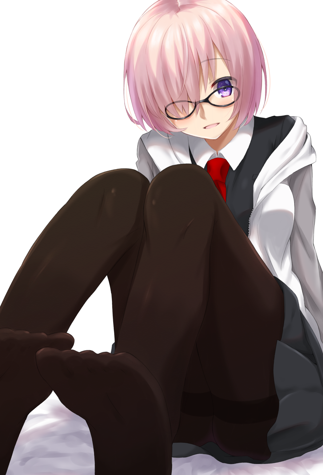 1girl, alternate_costume, black-framed_eyewear, black_pantyhose, blush, eyebrows, fate/grand_order, fate/stay_night