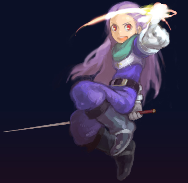 1boy, aged_down, breath_of_fire, breath_of_fire_iii, full_body, long_hair, magic, male_focus