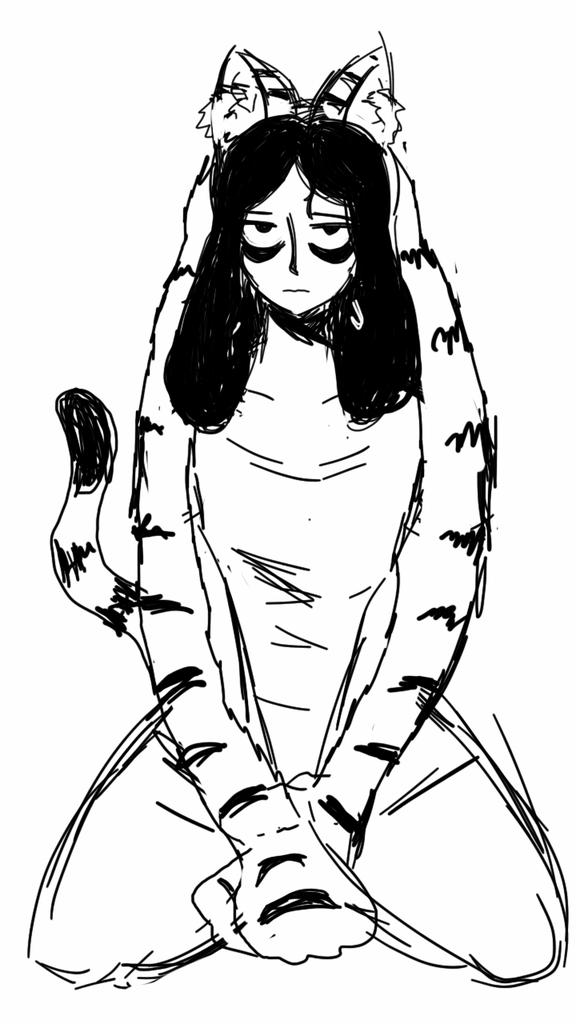 1girl, bad_id, bad_twitter_id, female_focus, full_body, greyscale, indiend, indivisible, monochrome, razmi_(indivisible), solo