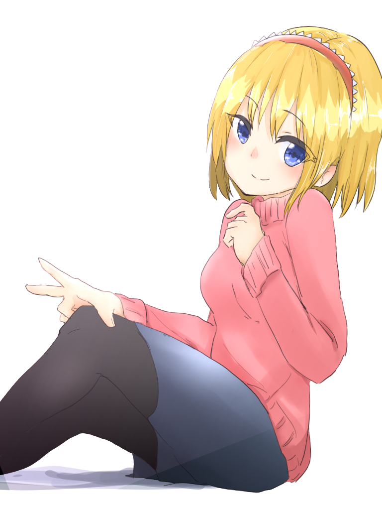 1girl, alice_margatroid, alternate_costume, bad_id, bad_pixiv_id, black_pantyhose, blonde_hair, blue_eyes