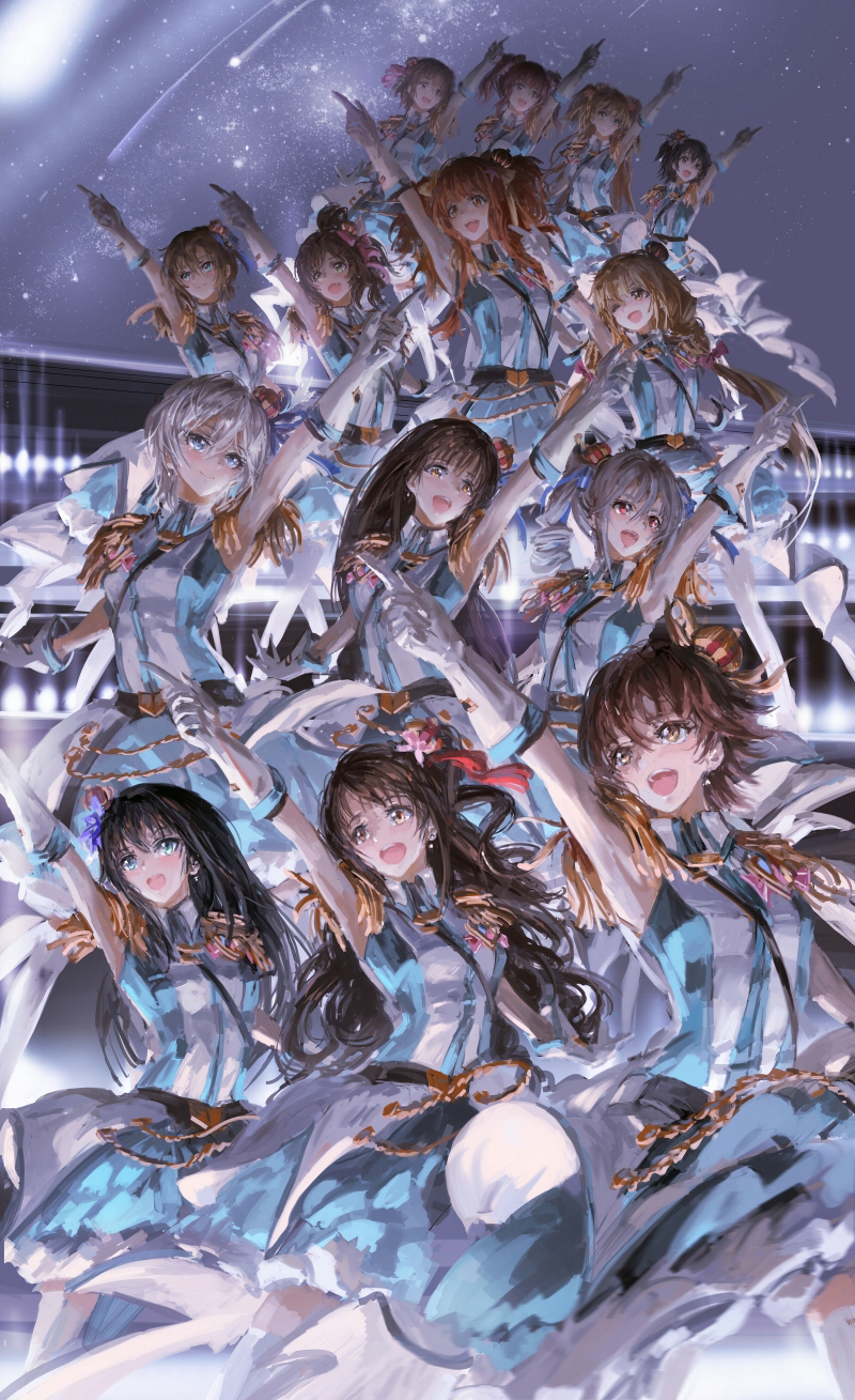 10s, 6+girls, akagi_miria, anastasia_(idolmaster), animal_ears, black_hair, blonde_hair, blue_eyes