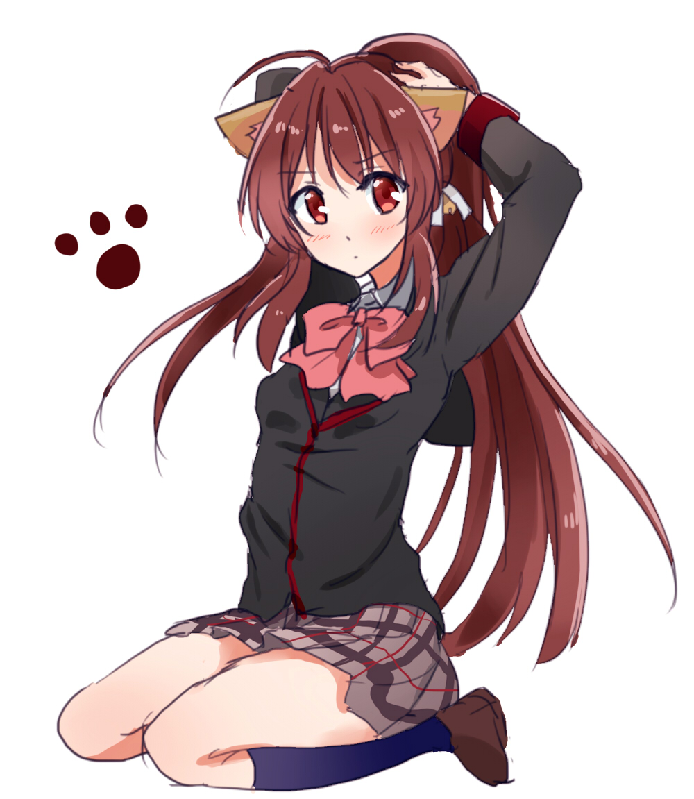 1girl, animal_ears, bad_id, bad_pixiv_id, brown_hair, cat_ears, domaro_yui, female_focus