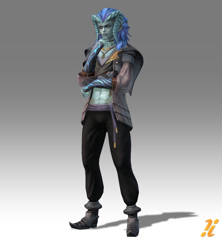 1boy, absurdres, alien, blue_hair, blue_skin, colored_skin, highres, horns