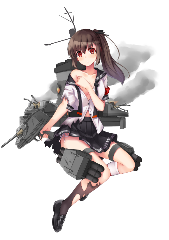 1girl, :o, allenes, asymmetrical_legwear, ayanami_(warship_girls_r), bare_shoulders, black_ribbon, black_skirt