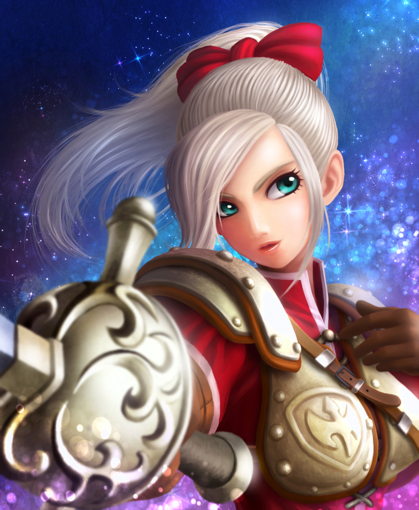 1girl, ameisensou, armor, belt, blue_eyes, breasts, coat, dragon_quest