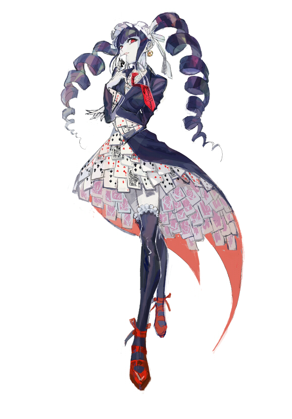 10s, 1girl, black_hair, black_legwear, card, celestia_ludenberg, danganronpa_(series), danganronpa:_trigger_happy_havoc