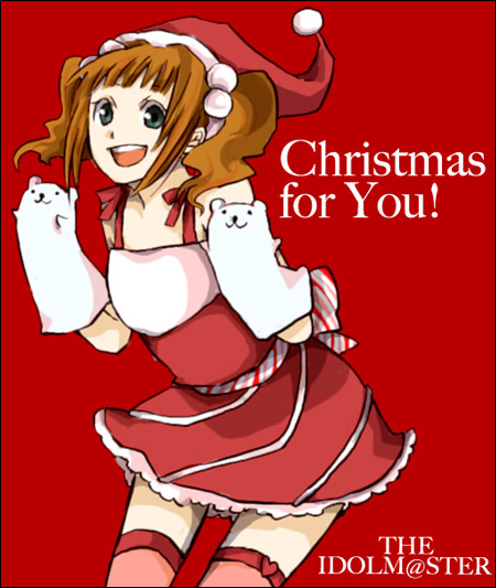 00s, brown_hair, buzz_(moi), christmas, cute_&amp;_girly_(idolmaster), hand_puppet, hat, idolmaster
