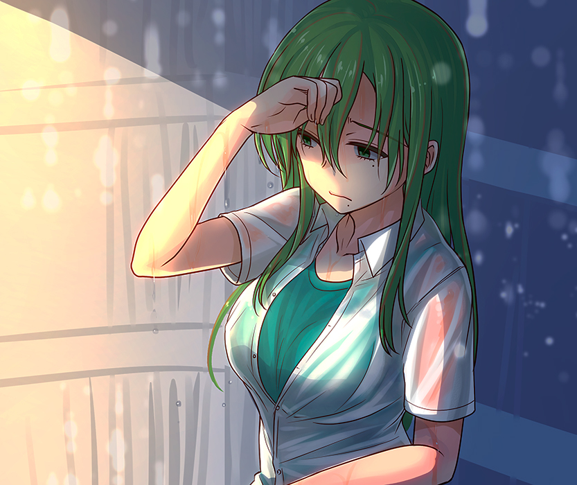 1girl, bad_id, bad_pixiv_id, collarbone, female_focus, genderswap, genderswap_(mtf), green_eyes