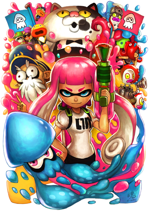 baseball_cap, beanie, bike_shorts, callie_(agent_1_casual)_(splatoon), callie_(splatoon), cap'n_cuttlefish, dj_octavio, flag