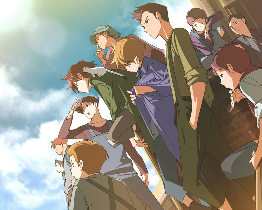 1990s_(style), 6+boys, alfredo_martini, antonio_(romeo_no_aoi_sora), apron, augusto_(romeo_no_aoi_sora), bartolo_(romeo_no_aoi_sora), benalibo_(romeo_no_aoi_sora)