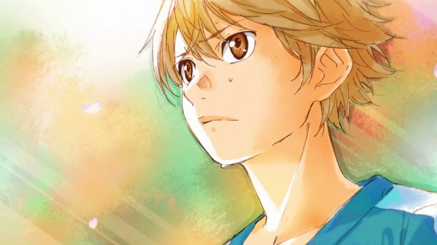 10s, 1boy, brown_eyes, frown, looking_to_the_side, male_focus, official_art, portrait