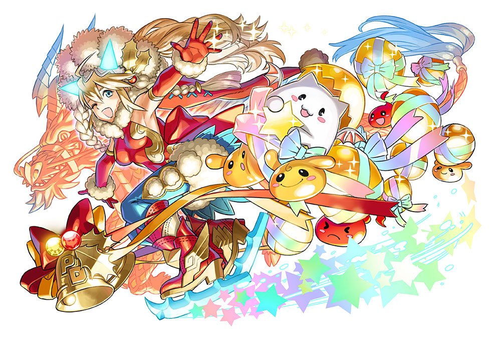 1girl, armpits, bell, blonde_hair, blue_eyes, christmas, elbow_gloves, female_focus