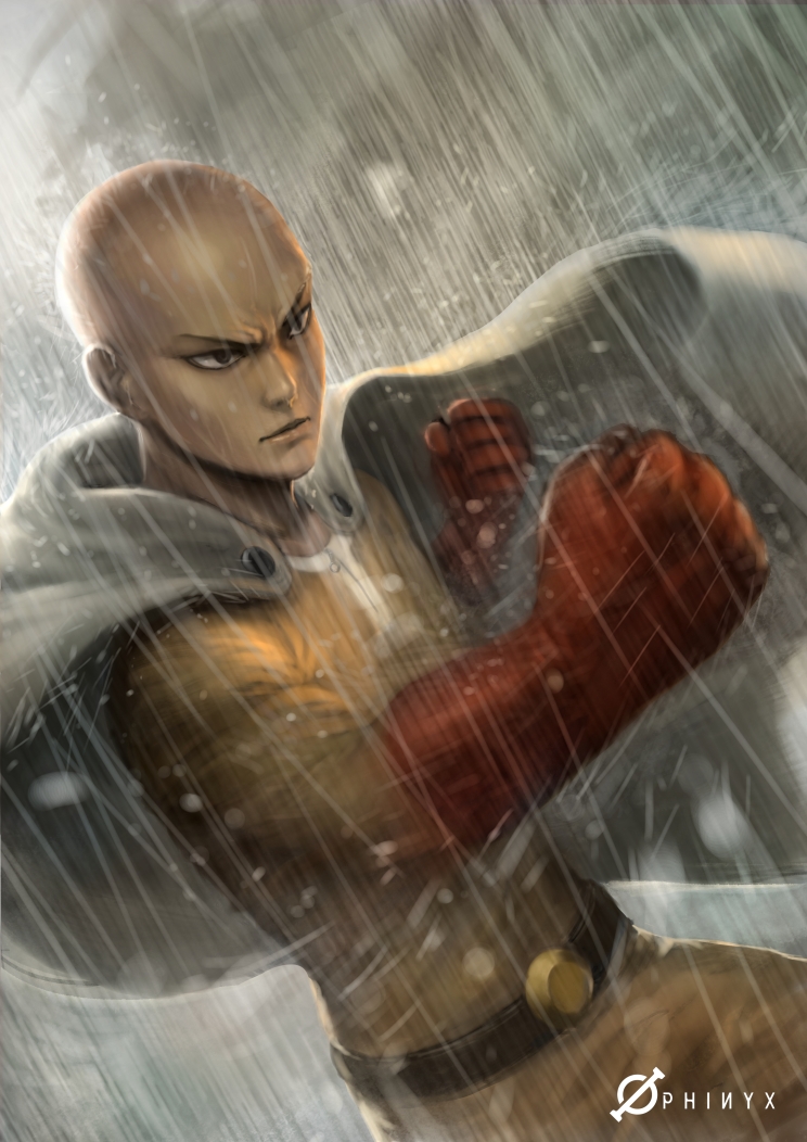1boy, artist_name, bald, black_eyes, cape, fighting_stance, gloves, male_focus