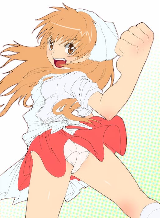 00s, 1girl, caryo, female_focus, muteki_kanban_musume, onimaru_miki, panties, solo