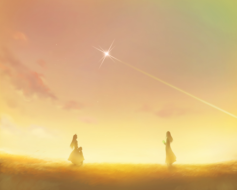 00s, 1boy, 2girls, contrail, family, memusu, multiple_girls, rebasashi