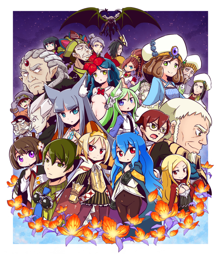 6+boys, 6+girls, 7th_dragon, 7th_dragon_(series), :o, aitelle, animal_ears, arietta_(7th_dragon)