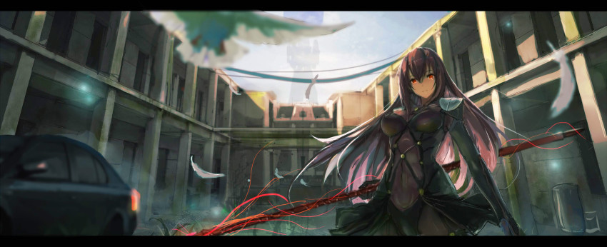 1girl, armor, bodysuit, breasts, fate/grand_order, fate_(series), female_focus, gae_bolg_(fate)