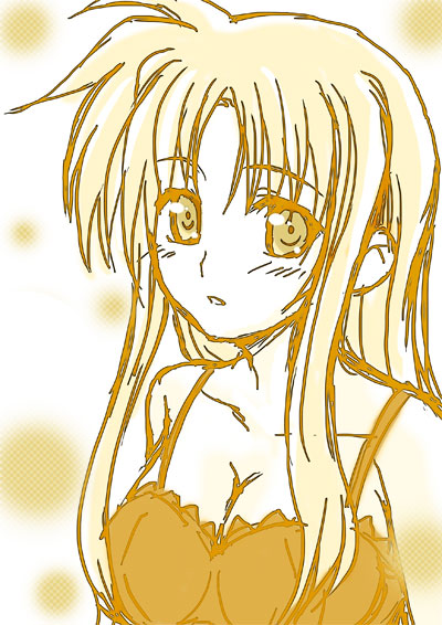 00s, 1girl, breasts, cleavage, fate_testarossa, female_focus, lyrical_nanoha, mahou_shoujo_lyrical_nanoha