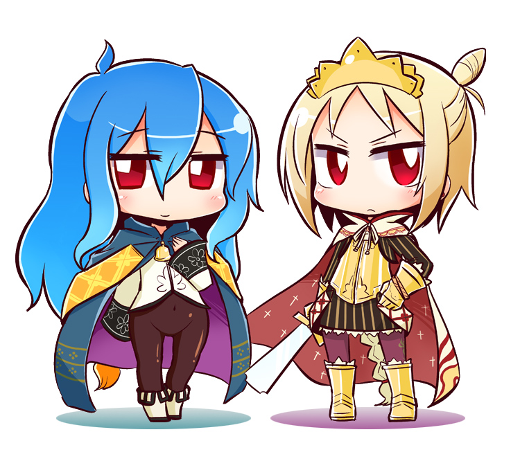 >:(, 2girls, 7th_dragon, 7th_dragon_(series), ahoge, aitelle, ankle_boots, armor