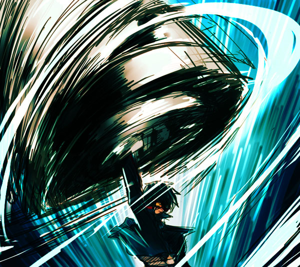 00s, 1boy, drill, giga_drill_break, male_focus, simon_(ttgl), solo, soyoking