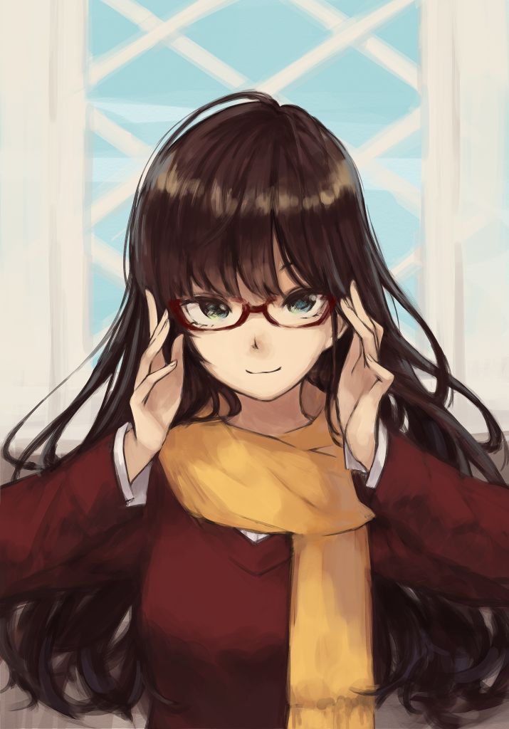 10s, 1girl, bespectacled, blue_eyes, brown_hair, female_focus, glasses, ichinose_shiki