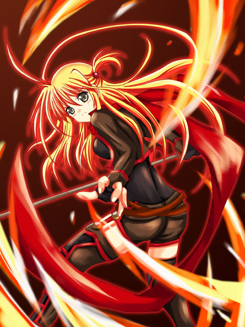 00s, 1girl, arisa_bunnings, ass, bad_id, bad_pixiv_id, black_gloves, black_thighhighs