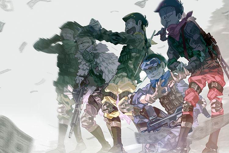 10s, 5boys, ;3, aghost-i, alternate_costume, armor, bad_id, bad_pixiv_id