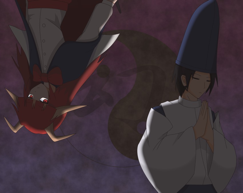 1boy, 1girl, black_hair, bow, bowtie, hair_ornament, hat, highres