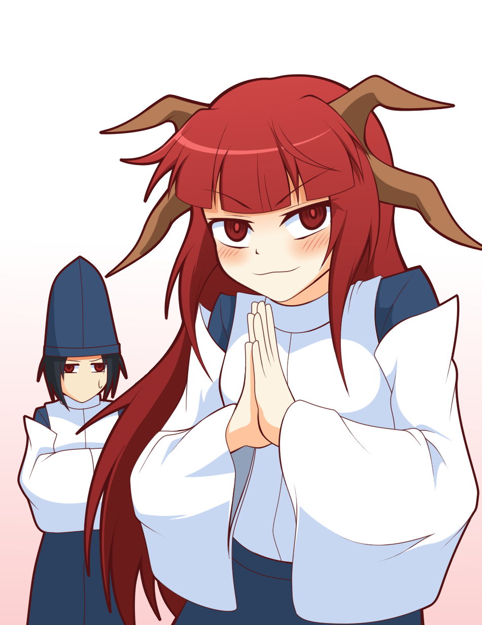 1boy, 1girl, black_hair, blush, crossdressing, hair_ornament, hat, highres