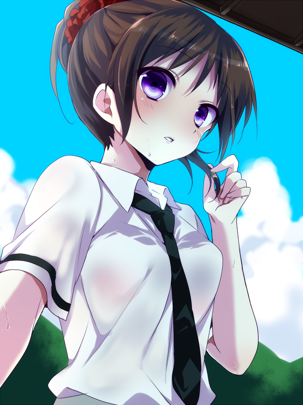 10s, 1girl, ansatsu_kyoushitsu, bad_id, bad_pixiv_id, blush, brown_hair, cloud