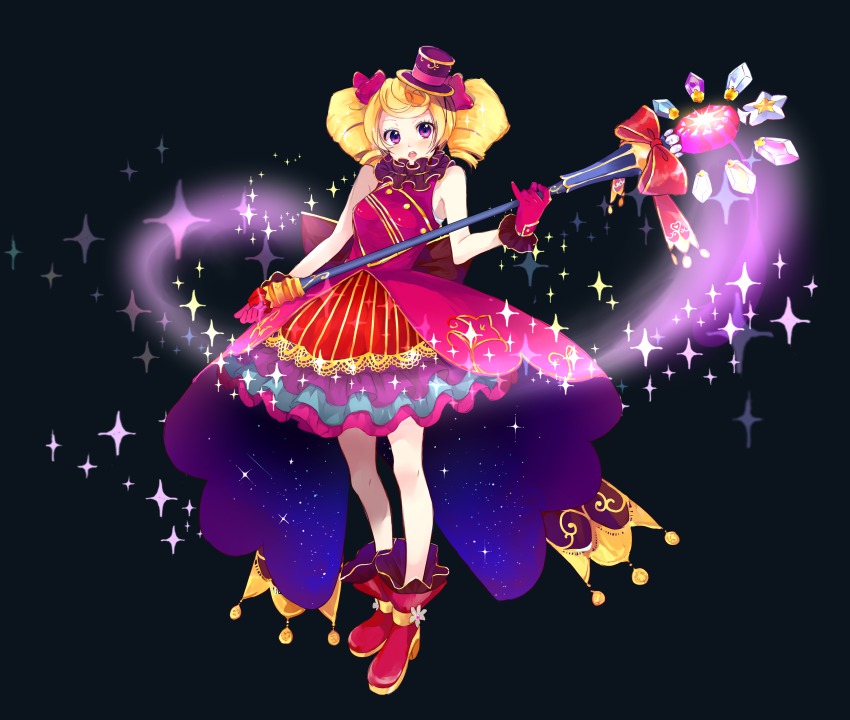 1girl, :o, absurdres, bad_id, bad_pixiv_id, black_background, blonde_hair, bow