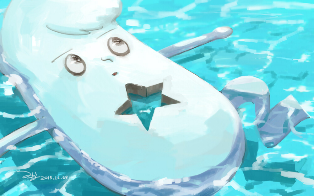 10s, 2015, amano_keita, dated, fuu2, mituna_(mituna2525), no_humans, signature, solo, star_(symbol), water, traditional_youkai, youkai_watch