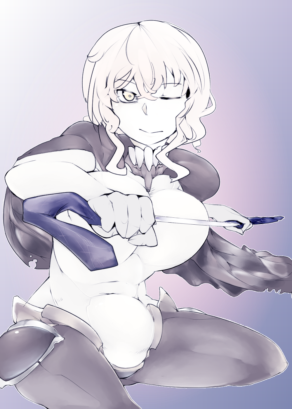 10s, 1girl, abyssal_ship, cane, cape, concealed_weapon, drawing_sword, female_focus