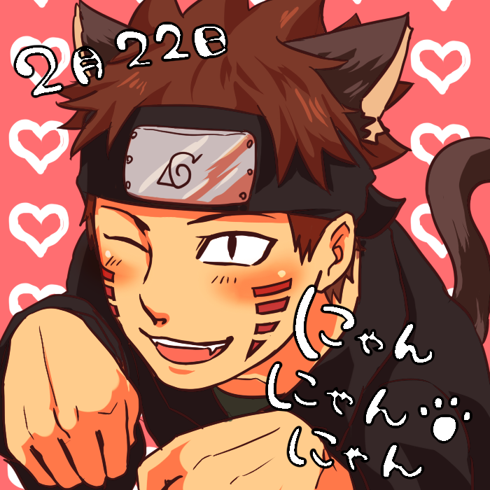 1boy, animal_ears, blush, brown_hair, cat_boy, cat_ears, facepaint, facial_mark