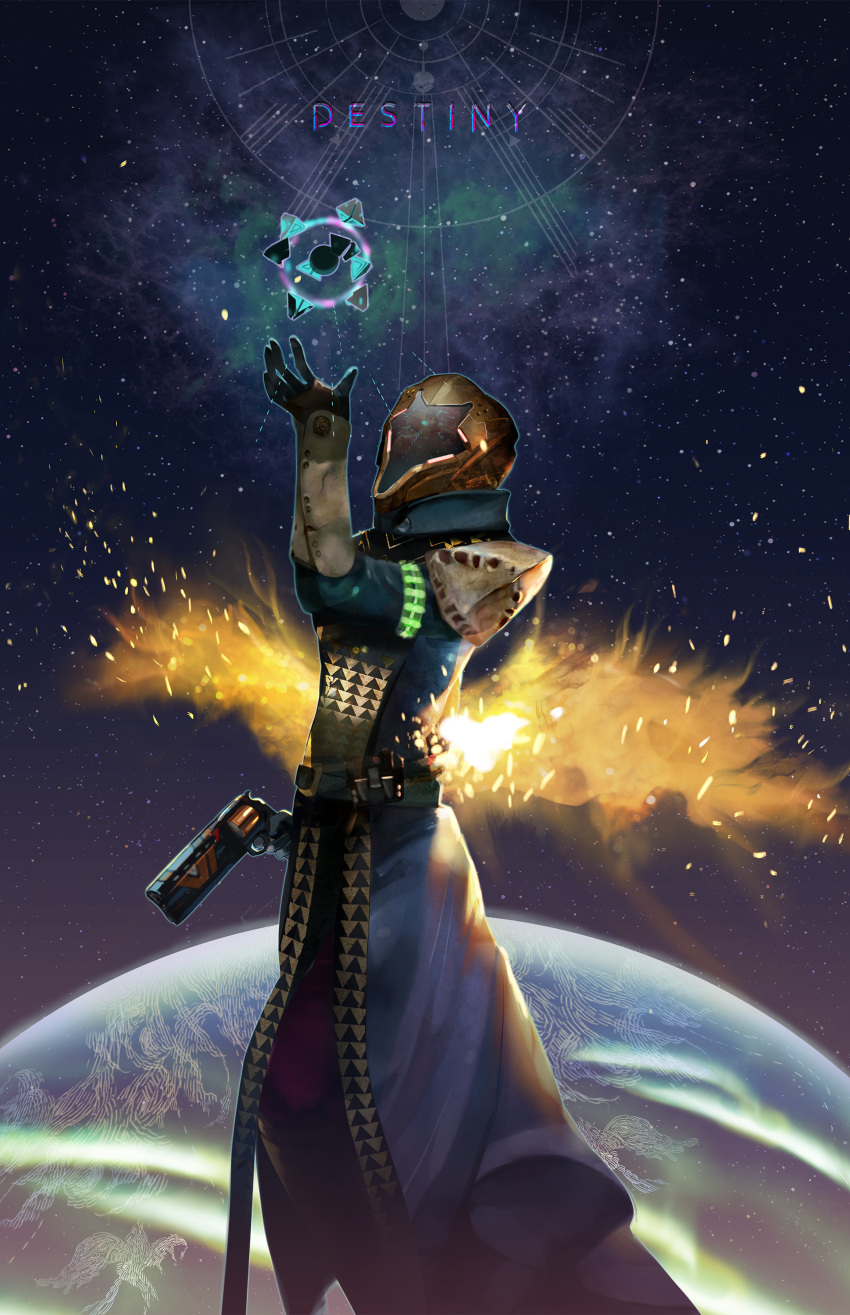 1girl, absurdres, armband, blue_eyes, blunt_bangs, boots, copyright_name, destiny_(game)