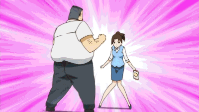 10s, 1boy, 1girl, animated, animated_gif, black_hair, brown_hair, long_hair