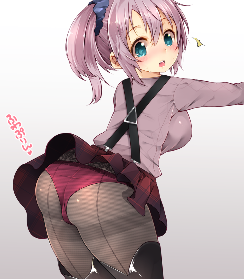 10s, 1girl, aoba_(kancolle), aqua_eyes, ass, back-seamed_legwear, black_pantyhose, breasts