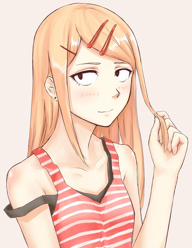 10s, 1girl, blonde_hair, dagashi_kashi, endou_saya, female_focus, hair_ornament, hairclip