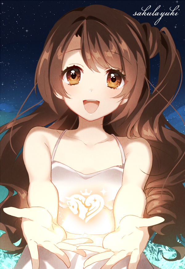 10s, 1girl, brown_eyes, brown_hair, female_focus, glowing, ichinose_yukino, idolmaster
