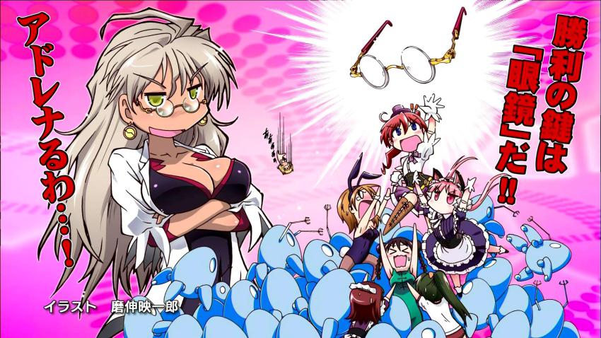 >:d, >_<, 10s, :d, ahoge, android, animal_ears, anime_screenshot