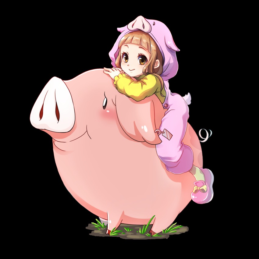 10s, 1girl, animal, animal_costume, animal_ears, blush, brown_eyes, brown_hair