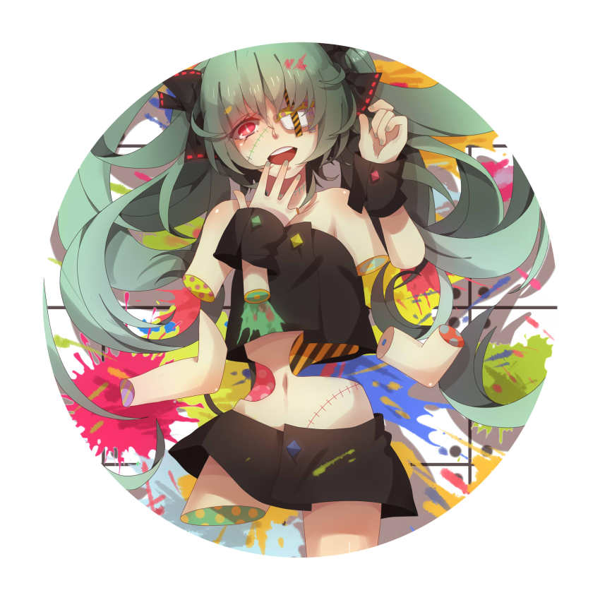 1girl, absurdres, bad_id, bad_pixiv_id, bow, disembodied_hand, eyepatch, female_focus