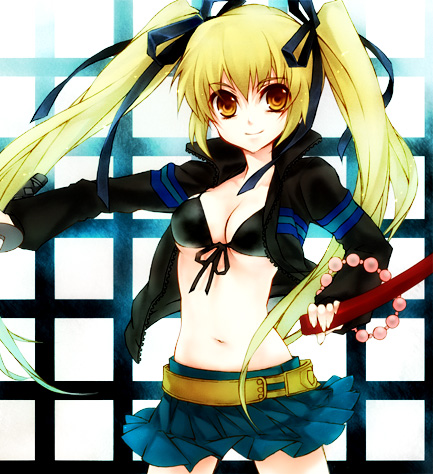 1girl, bad_id, bad_pixiv_id, belt, black_rock_shooter, black_rock_shooter_(character), black_rock_shooter_(cosplay), blonde_hair