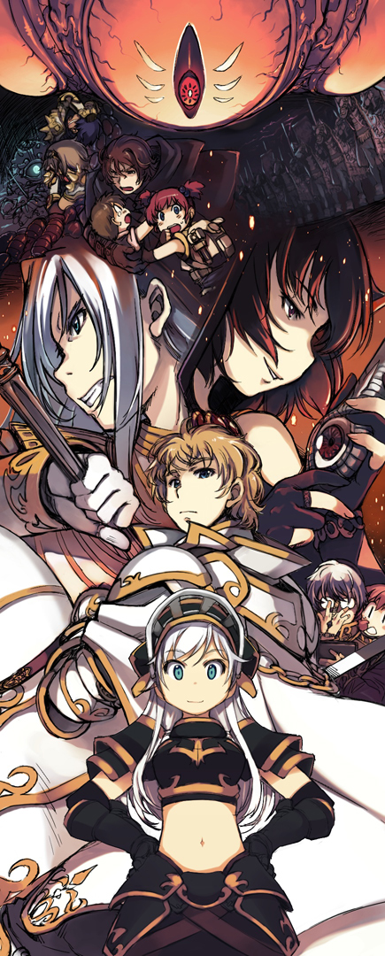 abysmal_knight, amdarias, armor, bikini_armor, breastplate, collage, commentary_request, dark_priest, eyeball, gauntlets, hands_on_own_hips, heinrich, helmet, himmelmez, khalitzburg_(ragnarok_online), lord_knight_(ragnarok_online), midriff, mil_(xration), multiple_boys, multiple_girls, navel, novice_(ragnarok_online), pauldrons, ragnarok_online, sheath, shoulder_armor, unsheathing, varmunt, visor_(armor), white_hair